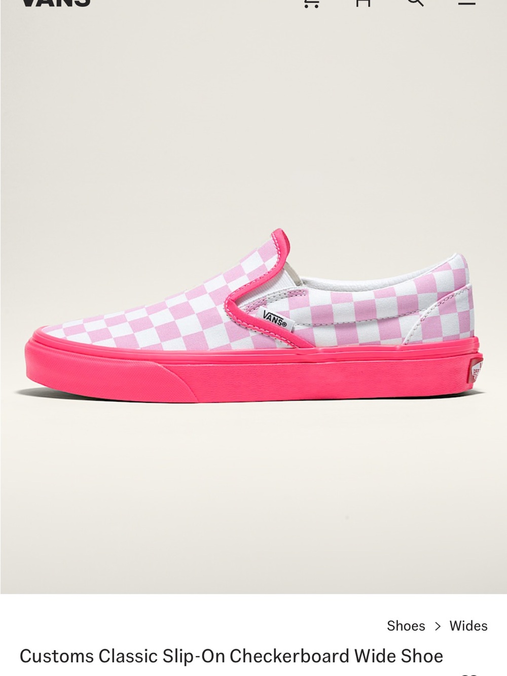 Vans Classic Slip-On Checkerboard Shoe - Pink/White